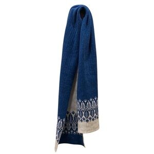 Woolover cerulean blue and off white wool scarf